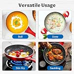 Ensemble de casseroles et pots de cuisson à induction 10 Pièce, BEZIA Lave-vaisselle Coffre-fort antiadhésif Cuisinières, Poignée de bakelite Stay-Cool, Ensembles de cuisine résistant aux rayures avec poêles, casseroles & Stockpot (Rouge)