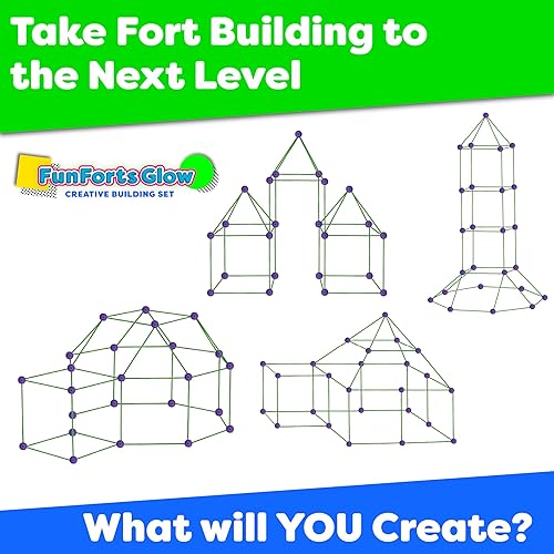 Miniatura 7 de POWER YOUR FUN Fun Forts Glow Fort Kit de construcción para niños paquete de 81 juguetes de construcción STEM que brillan en la oscuridad tienda de
