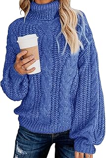 Fashionme Chic Ballon Sleeve Winter Turtleneck Chunky Sweater Slouchy Oversized Loose Pullover Outerwear Warm Thick