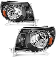 Vista 1 de oEdRo Conjunto de faros delanteros compatible con 2005 2006 2007 2008 2009 2010 2011 Tacoma con reflector ámbar lente transparente carcasa negra