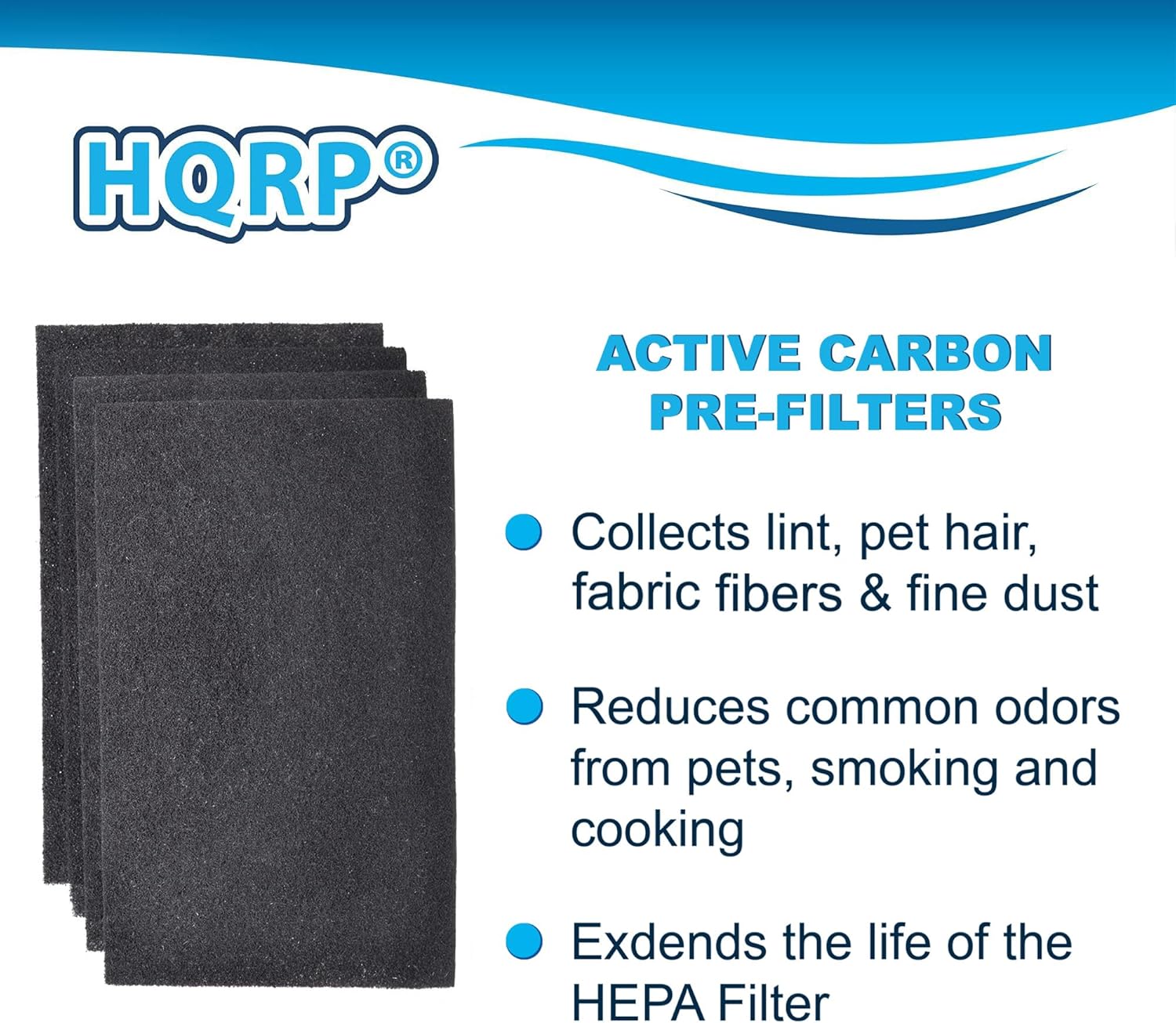 HQRP Filter Kit: 2 pcs Filter E & 4-Pack Carbon Filters compatible with GermGuardian AC4100, AC4150PCA, AC4150BCA 3-in-1 Table-Top, FLT4100 FLT11CB4 Replacement