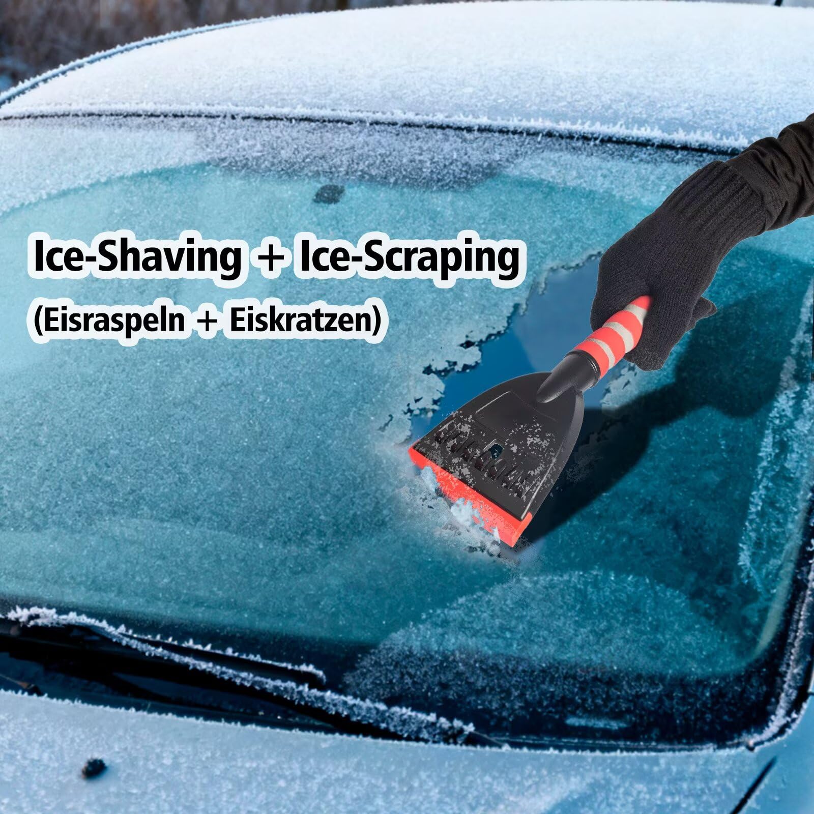 HZMJDHZM 3 in 1 Raschietto per Ghiaccio Spazzola da Neve, Spazzola da Neve Retrattile Automatica, Scraper di Ghiaccio Testa Girevole A 360° con Manico in Schiuma, per Auto, Camion, SUV (Blu