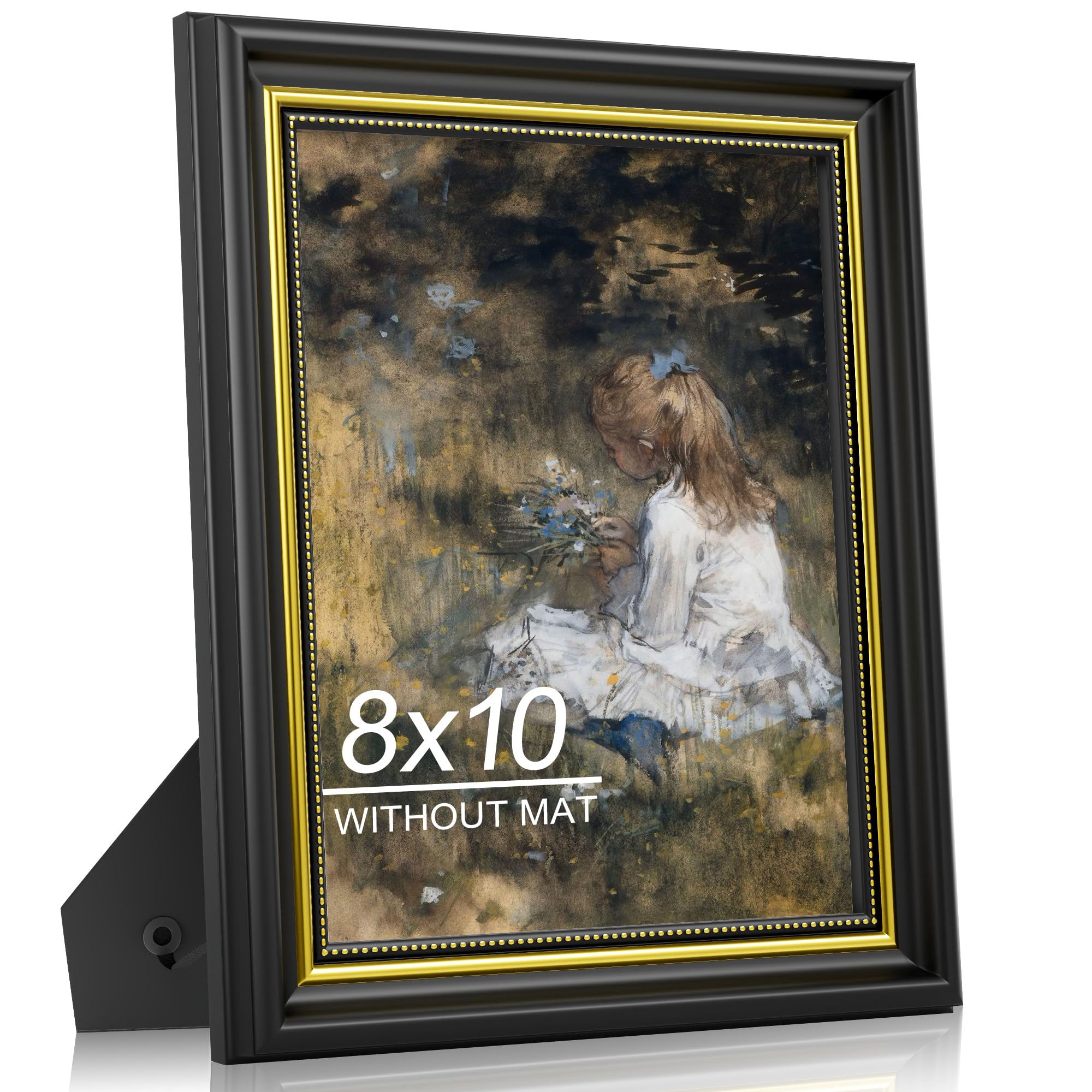 Abtgt Ornate Vintage Style 8x10 Picture Frame, Made of Tempered Real Glass for Tabletop or Wall Mount, 8 x 10 Photo Frame for Home Decor, Black