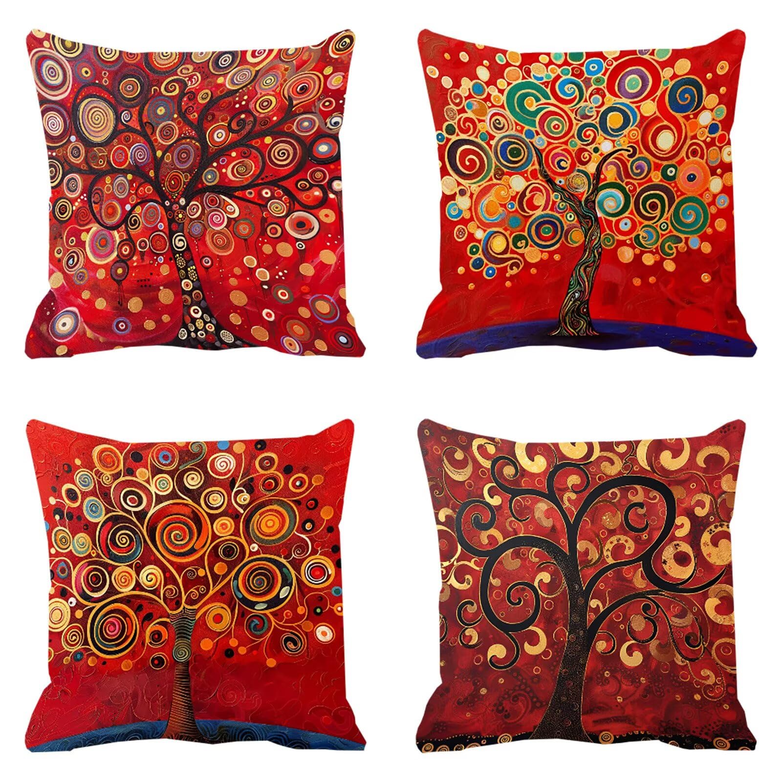 Housse de coussin pour salon de jardin rouge 50x50 déco arbre canapé intérieur extérieur