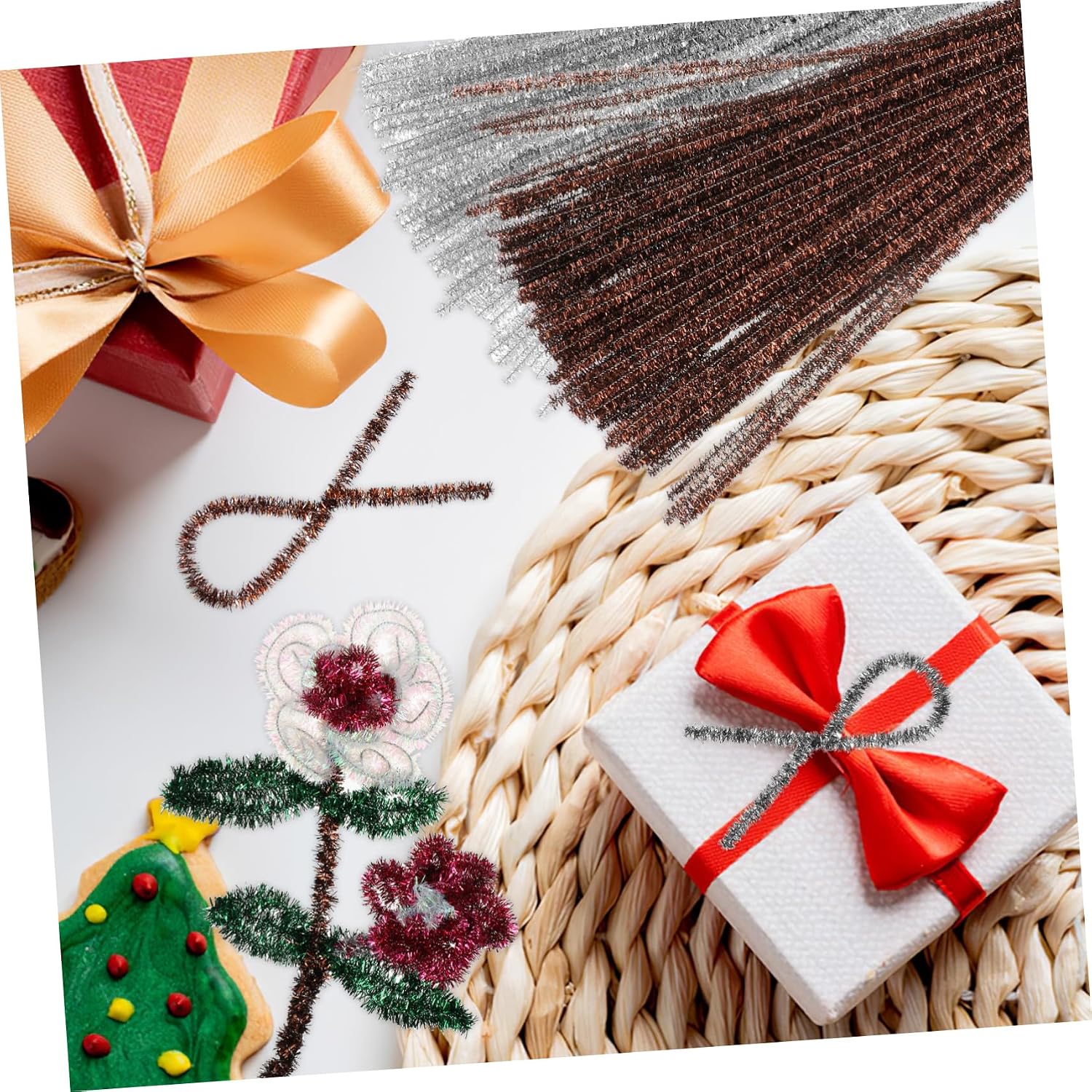 500pcs Metallic Pipe Cleaners Craft Twisting Sticks Bendable Glitter Stems Flexible for Decorations