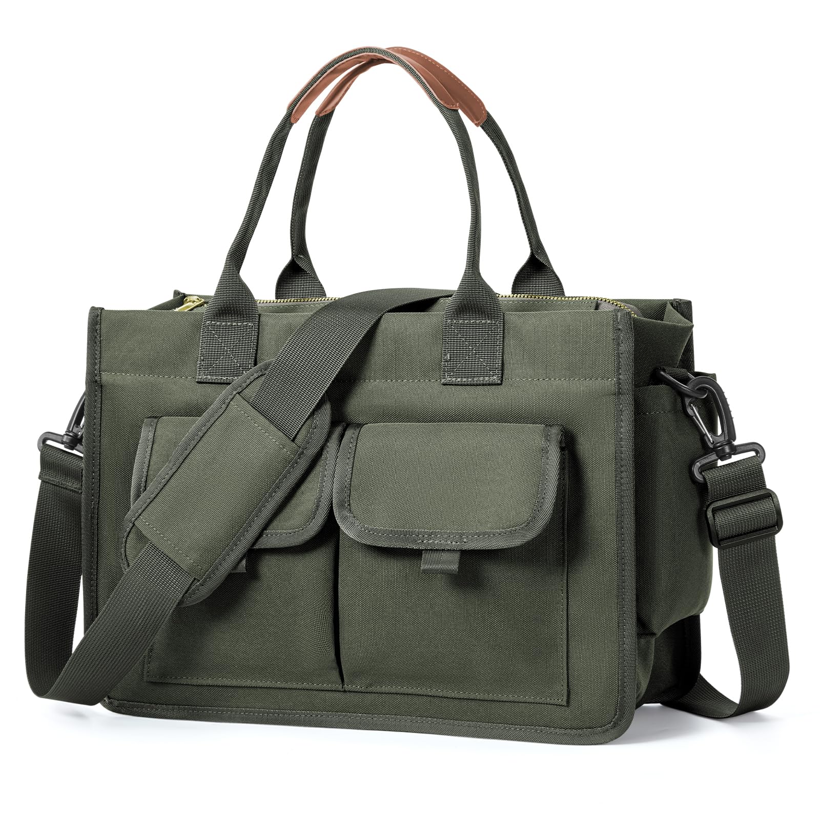 coowoz Canvas Tote Bag for Women Work Tote Bags with Zipper Nurse Crossbody Bags Handbags Shoulder College Teacher