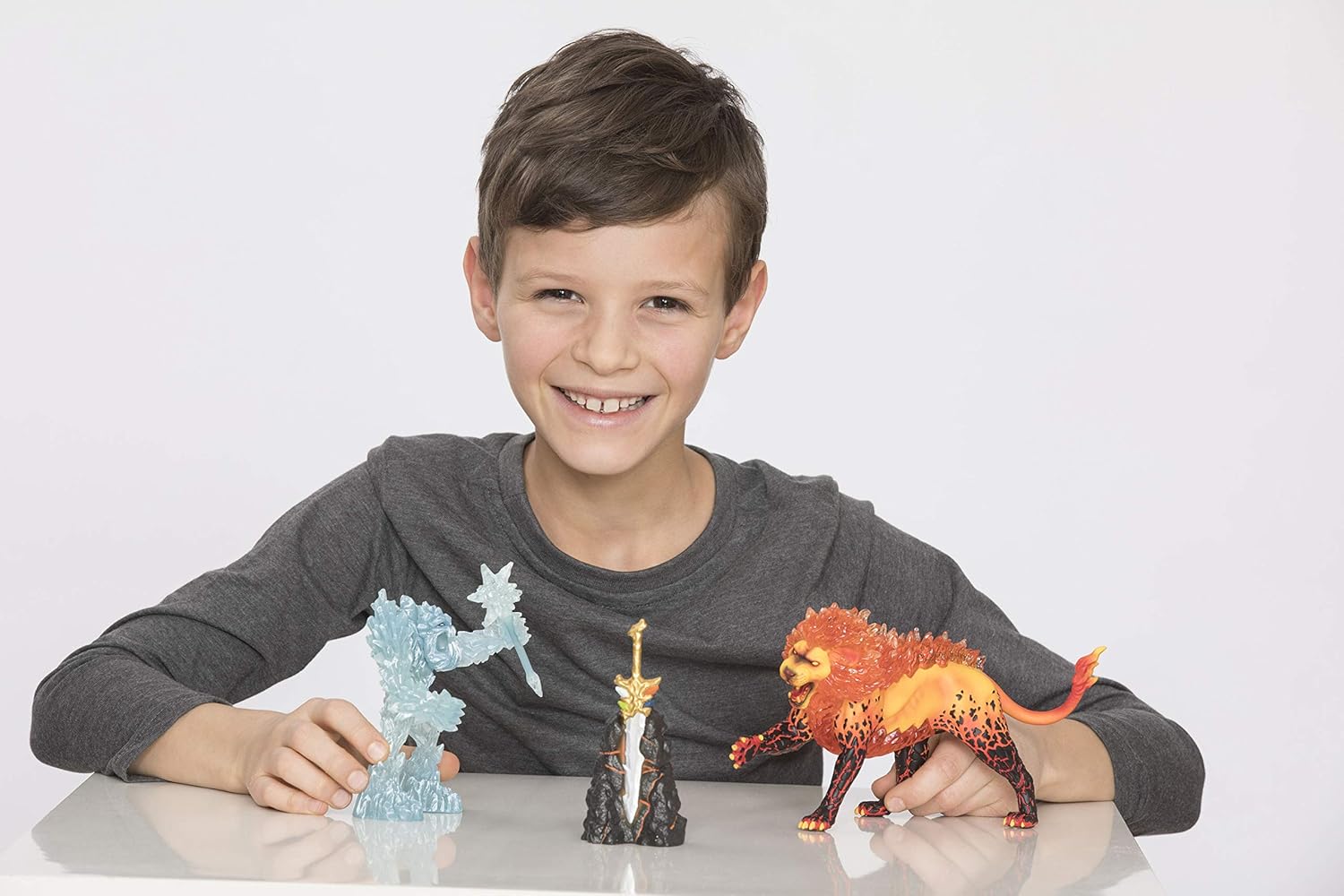 Schleich Eldrador Creatures, Mythical Creatures Toys for Kids, Battle for The Super Weapon Set with Ice Monster and Lava Monster Action Figures, 5 Pieces, Ages 7+ - Image 2
