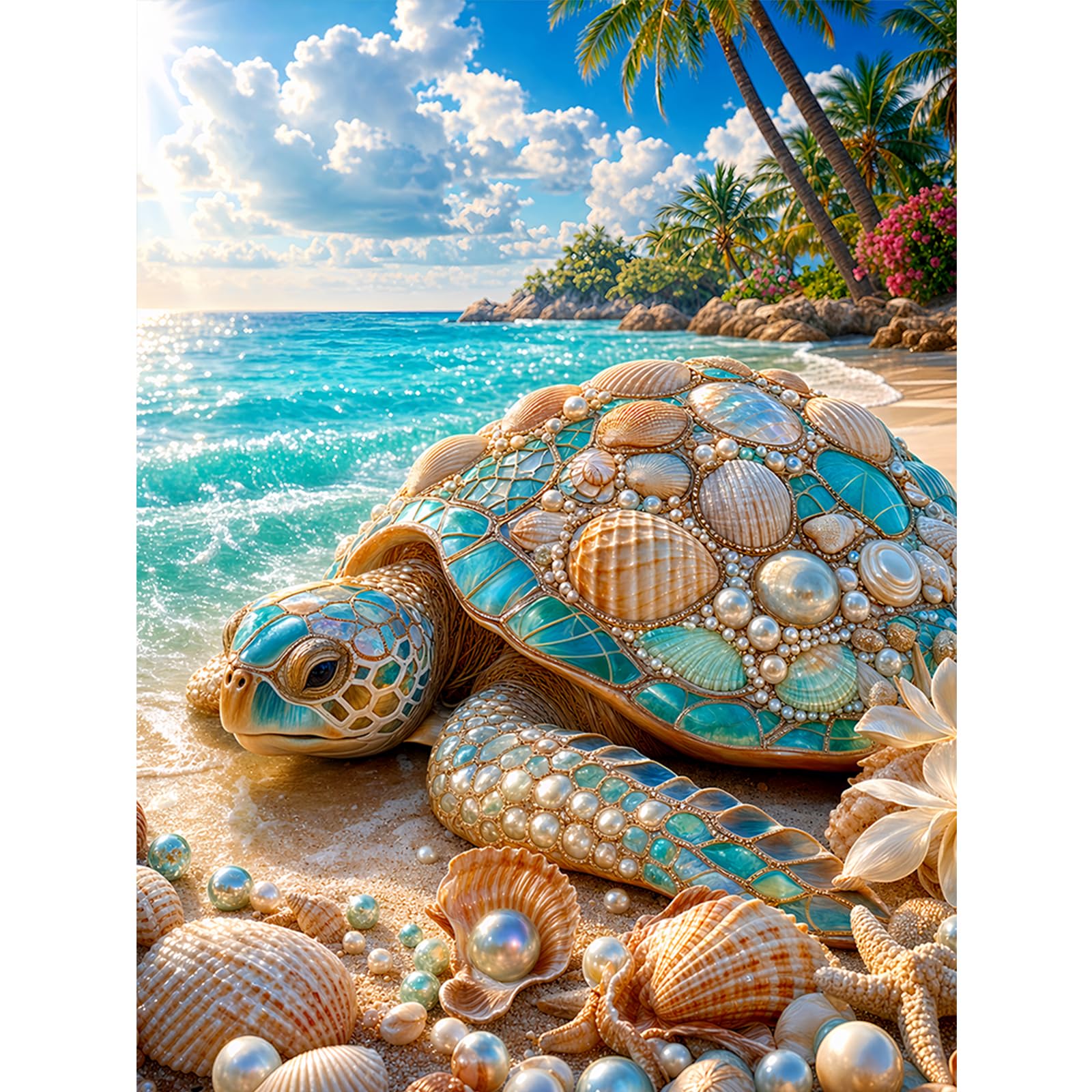 POETRYDRAW Stained Glass Sea Turtle Full DIY 5D Round Drill Diamond Art Painting Kit for Adults/Beginners Gift Home Decor Diamond Art Paintings Picture Arts Craft 30x40cm (Stained Glass Sea Turtle)