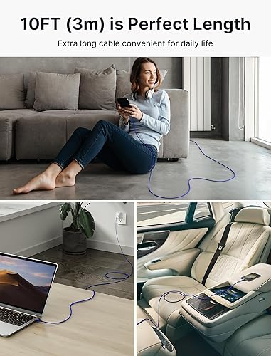 Miniatura 38 de Cable de carga rápida USB C a USB C de 60 W, JSAUX USB tipo C, cable de carga compatible con Samsung Galaxy S20 S20+ S20 Ultra Note 10 Plus A80