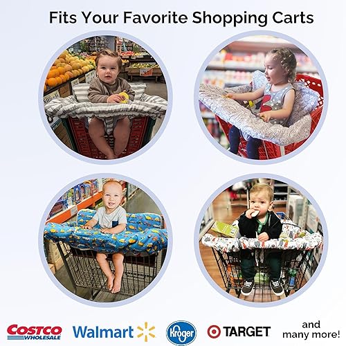 Miniatura 4 de Suessie Funda para carrito de compras y funda para silla alta con almohada de soporte, rayas grises y blancas con cojín