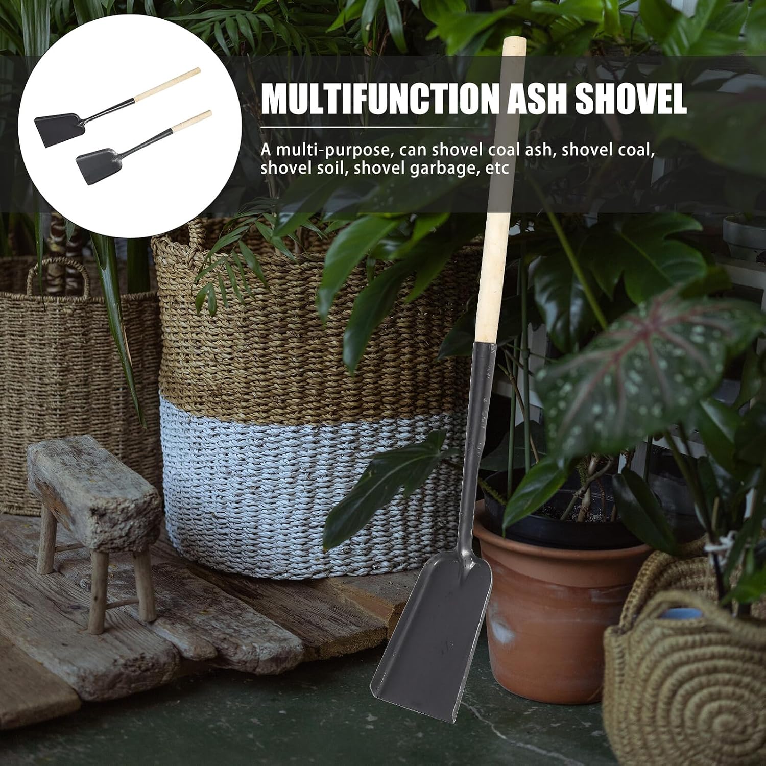 2Pcs Coal Shovel with Long Handle Fireplace Ash Shovel for Home and Kitchen Cleaning Multifunctional Dust Cleaner for Fire Pit and Stove