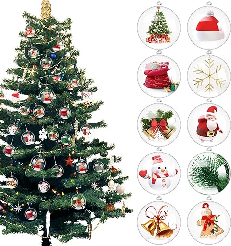 20 bolas transparentes de adornos de Navidad de 3.15 pulgadas, bolas transparentes rellenables de plástico para bodas, fiestas, árbol de Navidad,
