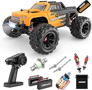 Hosim Brushless RC Car, 1:16 55+KMH 4WD Fast Remote Control Truck for Adults, Radio Cars Off-Road Waterproof Hobby Grade Toy Crawler Electric Vehicle Gift for Boys Children (Orange)