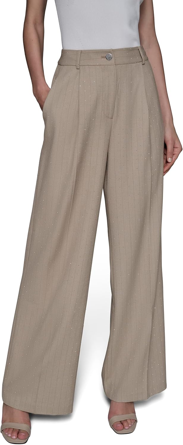 Karl Lagerfeld Womens Button Studded Pockets Pant