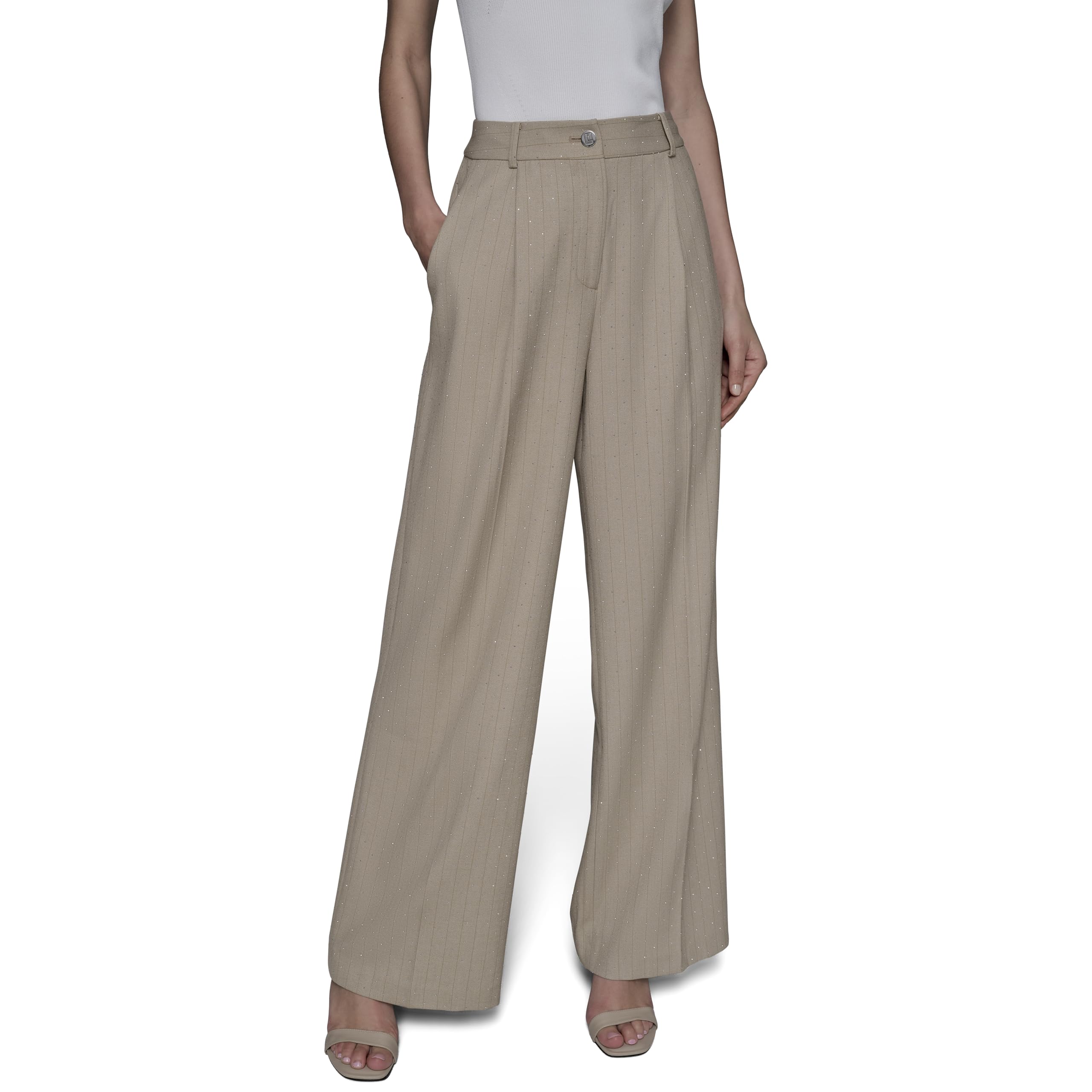 Karl Lagerfeld Womens Button Studded Pockets Pant