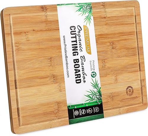 Tabla de cortar de bambú orgánico extra grande para cocina, bloque de carnicero de madera, tabla de cortar de madera con ranura para jugo, tabla de