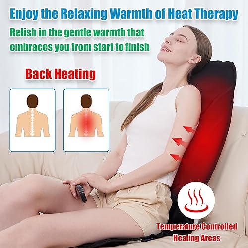 Miniatura 2 de Masajeador de espalda portátil con calor y vibración, alivio del dolor de tejido profundo para hombros, espalda, espalda baja y muslos, almohadilla