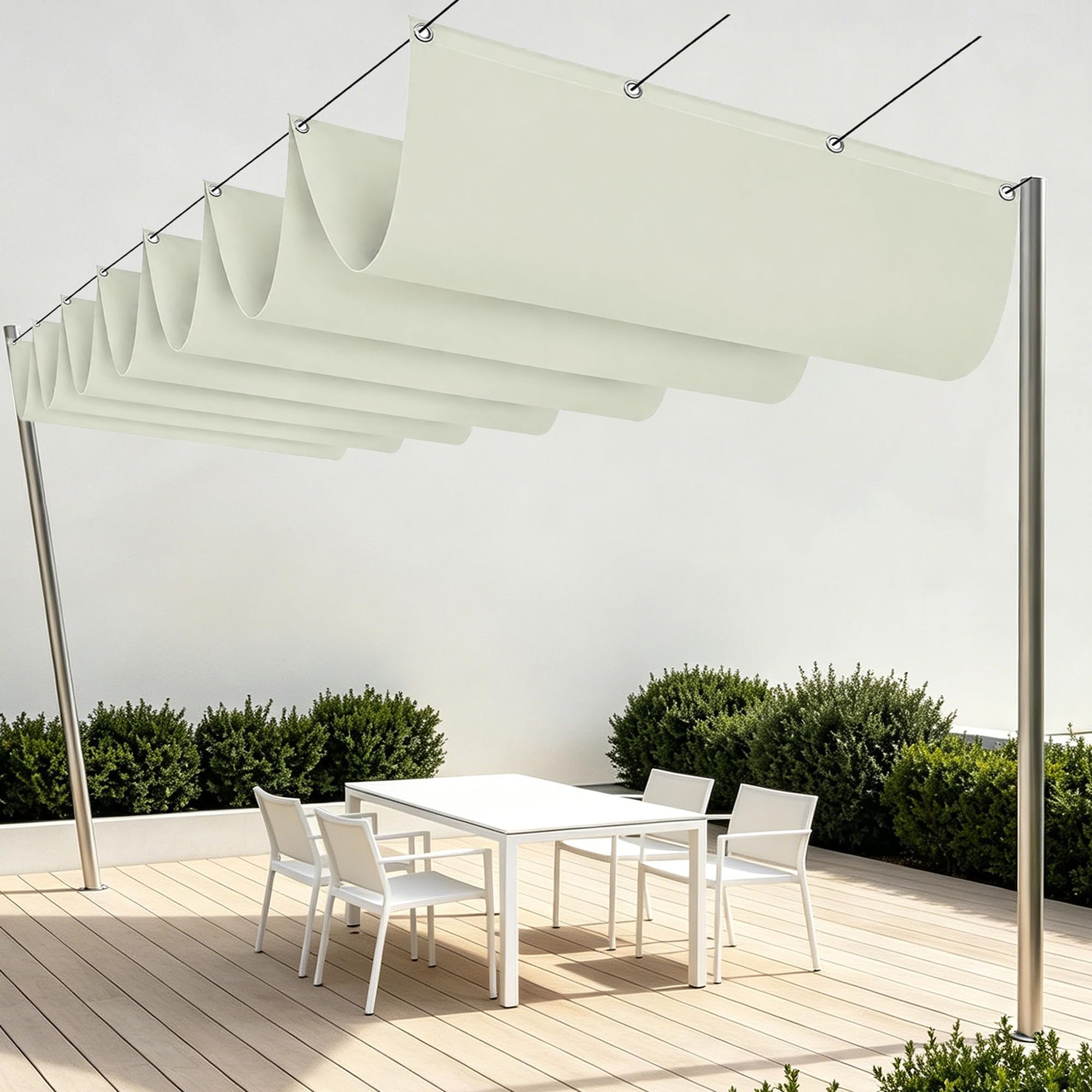 Voile d'ombrage rétractable vague 200x320cm imperméable sable