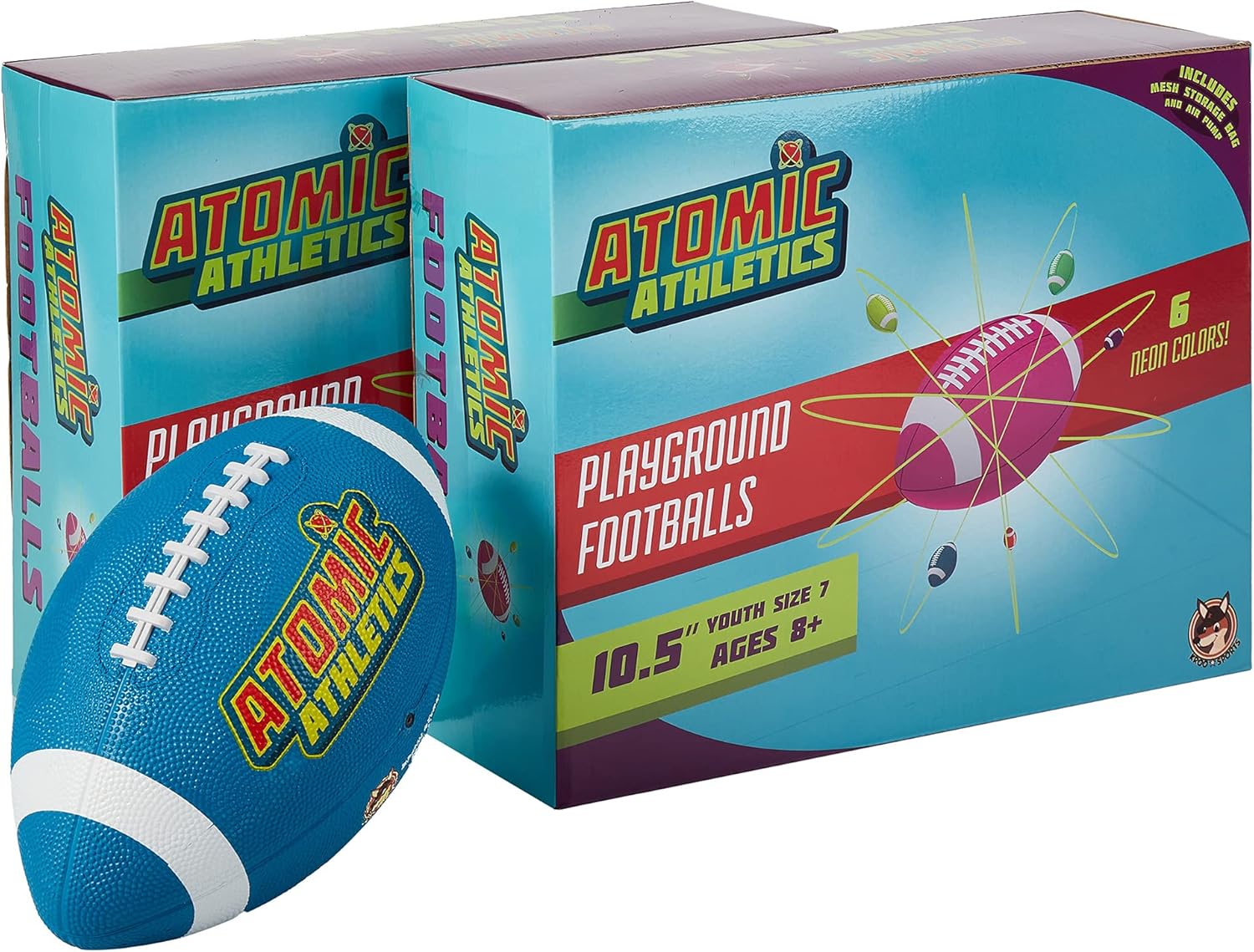 K-Roo Sports Atomic Athletics Rubber Playground Balls | Includes Pump & Storage Bag