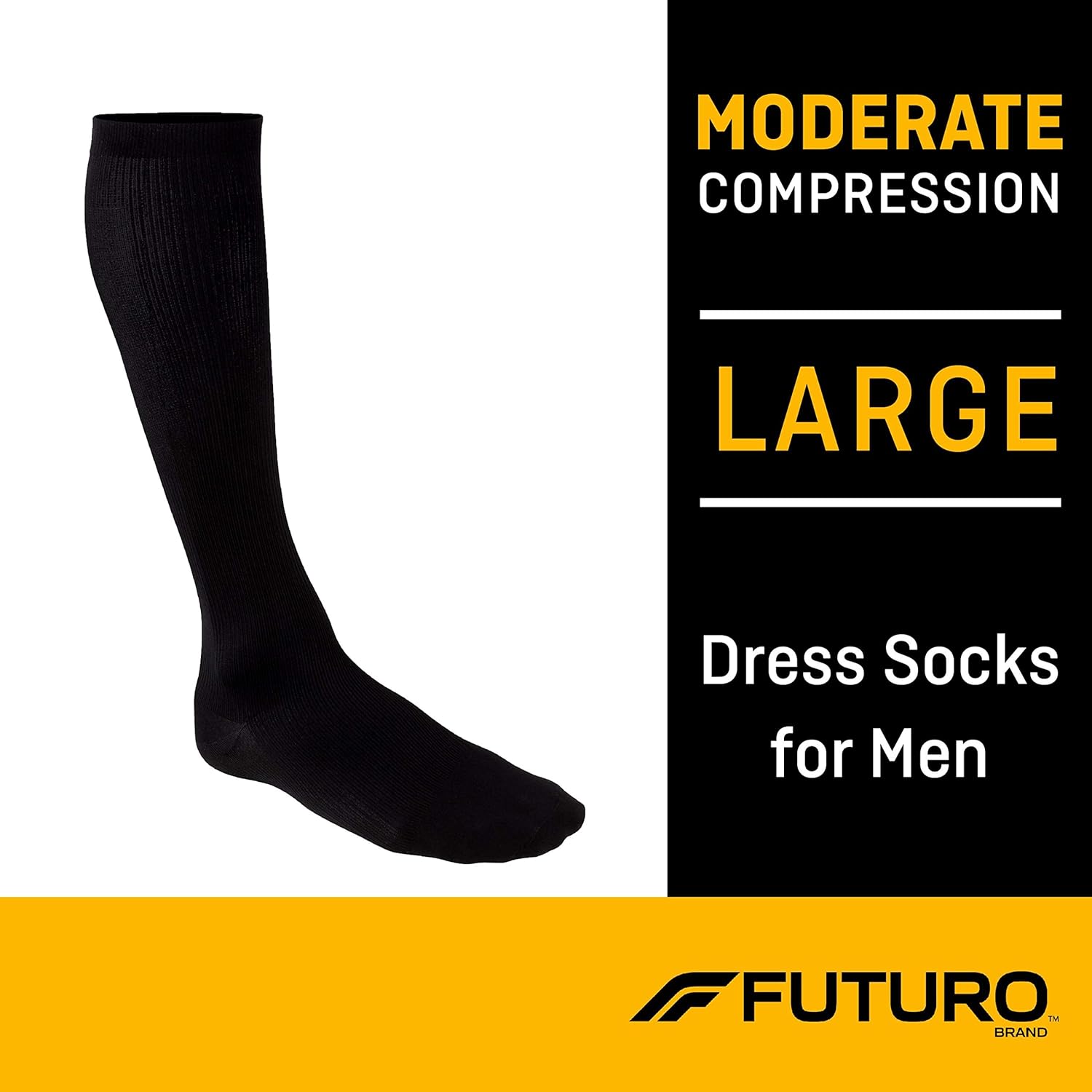 🛒 Crаzу Dеаlѕ Futuro - Futuro54 Dress Socks for Men, Moderate Compression, 15-20 mm/Hg, Large, Black