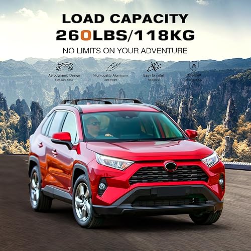 Miniatura 5 de Barras transversales de techo con cerradura de 260 libras compatibles con Toyota RAV4 2019-2025, barras transversales de aluminio resistentes (no