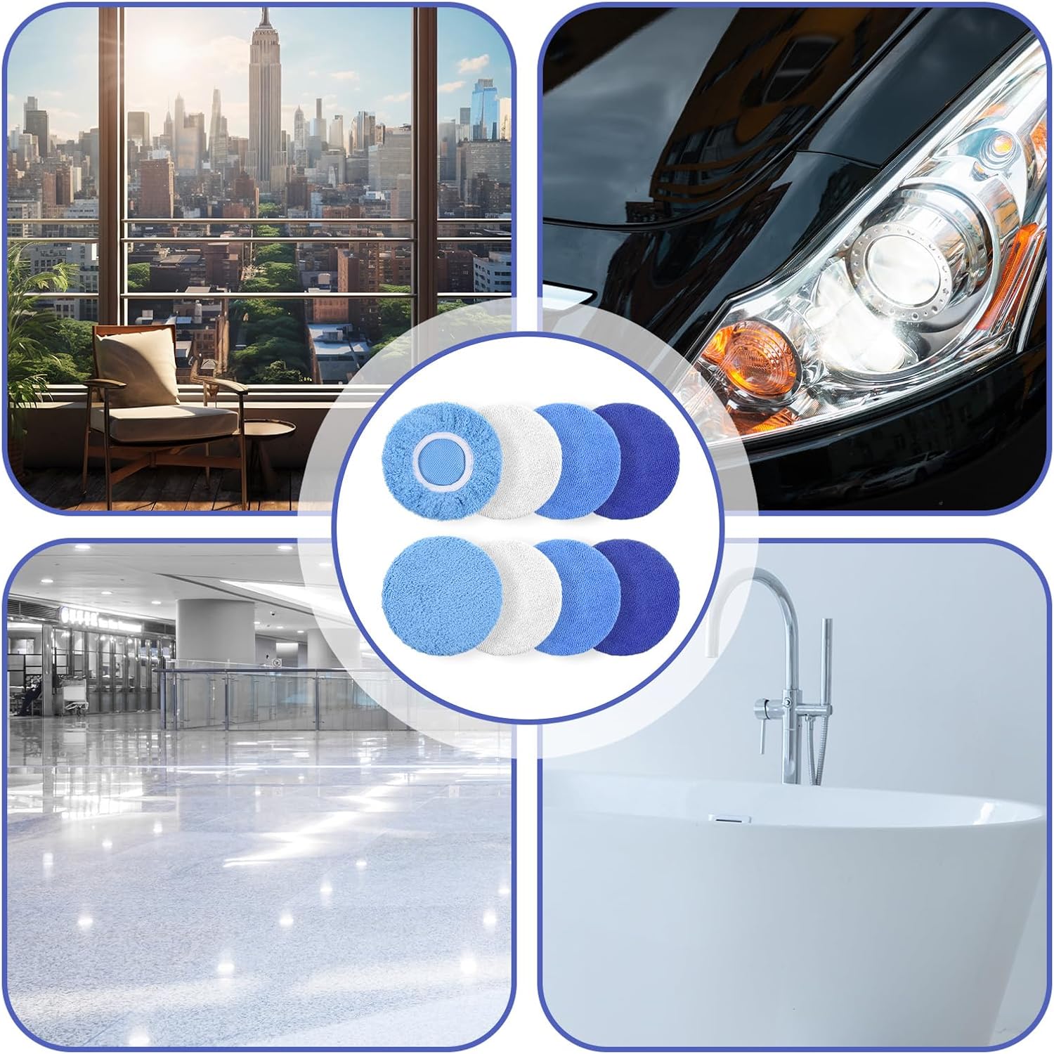 8 PCS Car Buffing Pads 5-6 Inch Car Polishing Pad Bonnet, 4 Colors Orbital Buffer Pads Microfiber Polish Pad Cars Buffer Polisher Waxing Covers Kit for Vehicle Automobile Glass Cleaning and Polish - Image 7