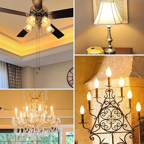 Miniatura 6 de Bombillas LED de candelabro, regulables, 4 W, equivalente a 40 W, base E12, bombillas Edison de vidrio transparente, 2700 K, blanco cálido,