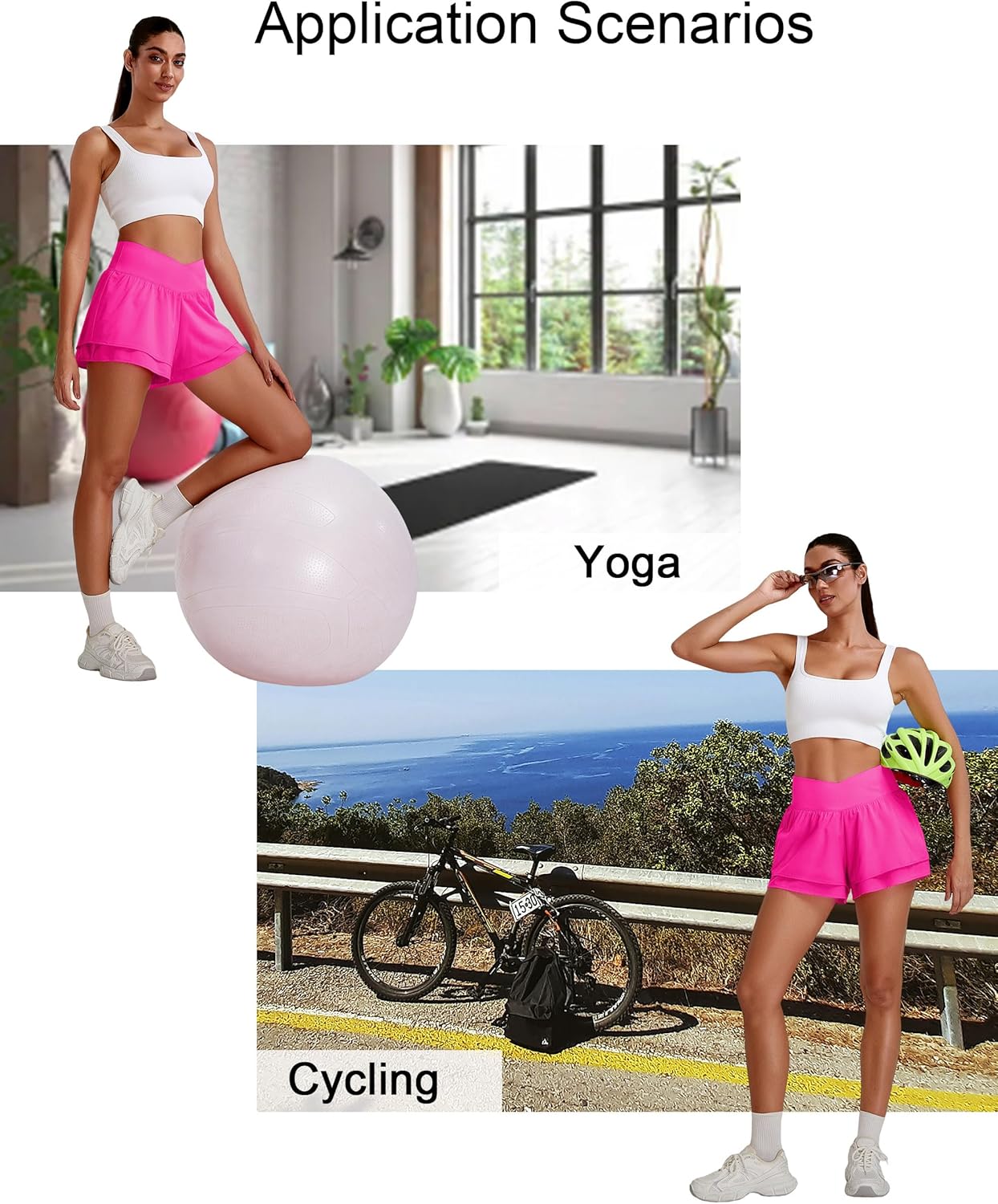 BMJL Womens Athletic Running Shorts High Waisted Crossover Workout Short with Pocket 3" - Image 5