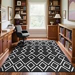 Soft Area Rug for Bedroom, 3.9x5.8Ft Moroccan Rugs for Living Room, Geometric Non-Slip Carpet with Memory Foam for Boys Girls's Bedside Office Dorm Hallway, Black and White