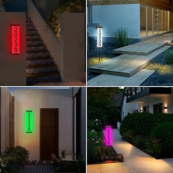 Solar House Numbers for Outside, GOSUNWEY Solar Address Signs for Yard with Stakes Waterproof Lighted House Number Sign, Solar Powered LED Address Plaque Solar House Numbers for House Mailbox Street