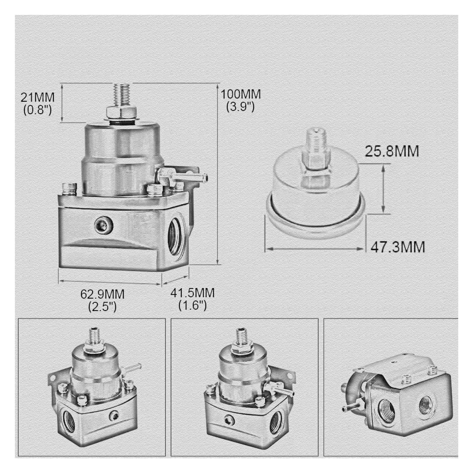 Régulateur de pression de carburant Régulateur de pression de carburant universel réglable ORB6 pour voiture de course, avec manomètre, pour BM&W E39 Série 5 (2000-)(Silver)