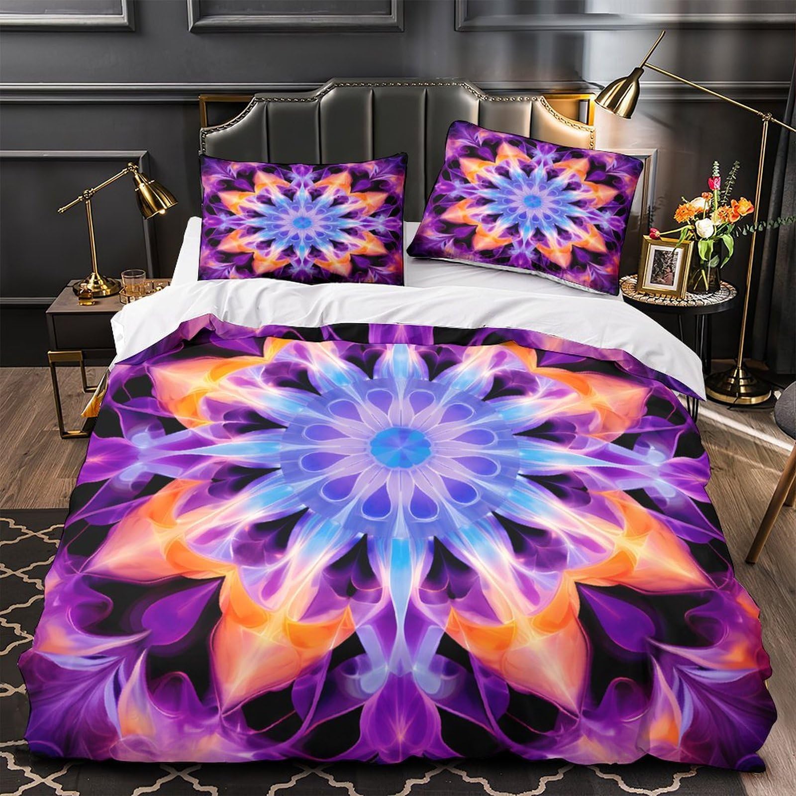 Housse de couette 3D imprimée lit double 200x200 parure de lit microfibre super douce moderne