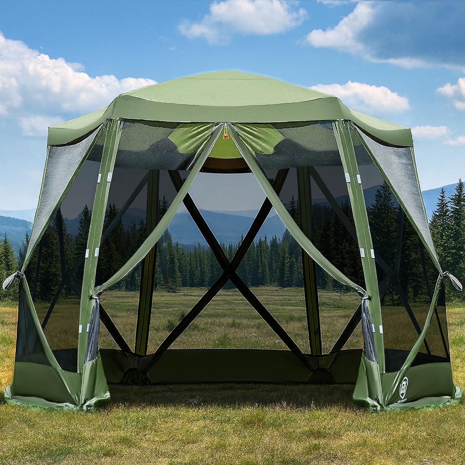 EVERADVANCED Pop Up Screen House Tent 11.5x9.8 ft - Instant Camping Gazebo with Bug Netting, Portable UV-Protected Shelter