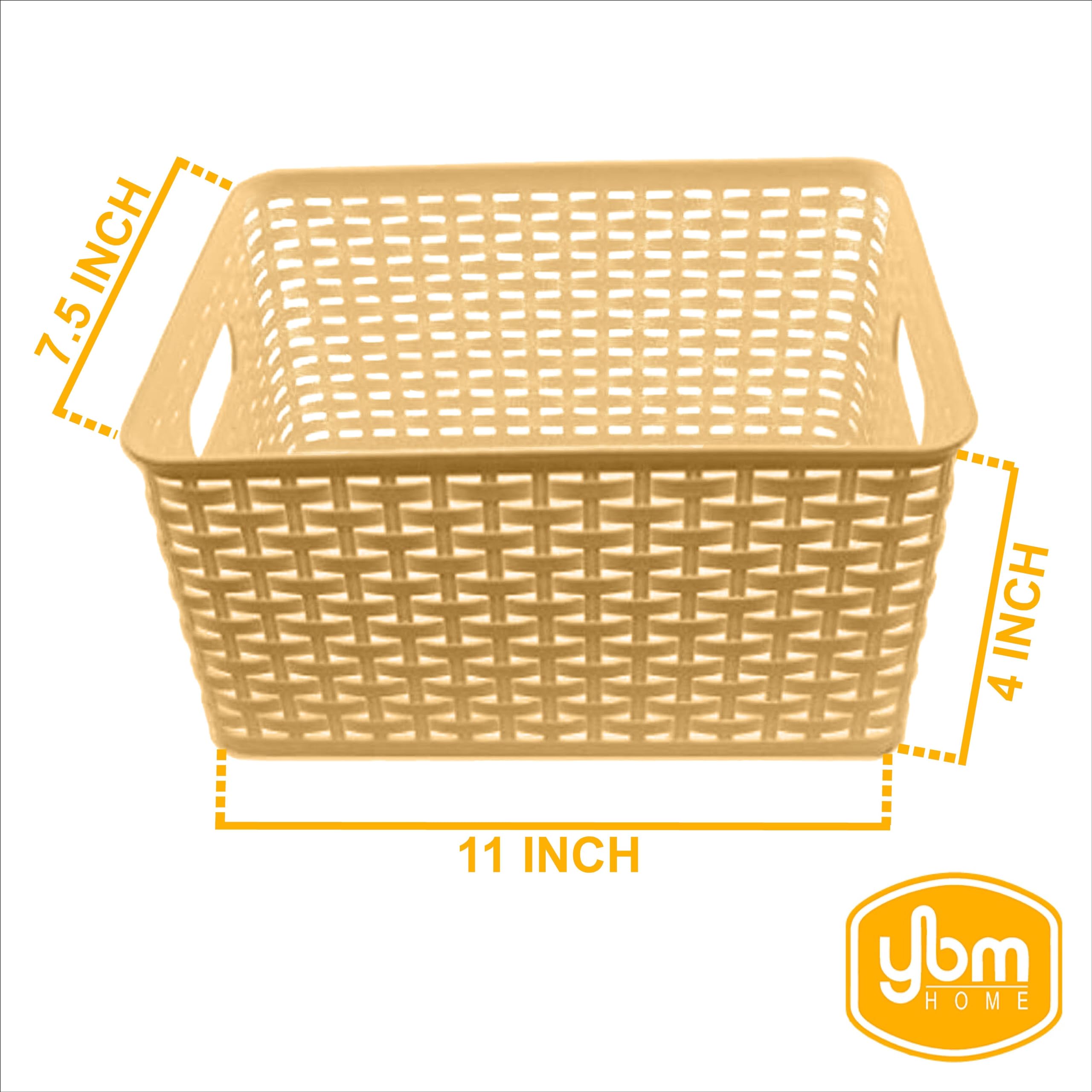YBM Home Medium Plastic Rattan Storage Box Basket Organizer, Medium - Gray - 1 Pack
