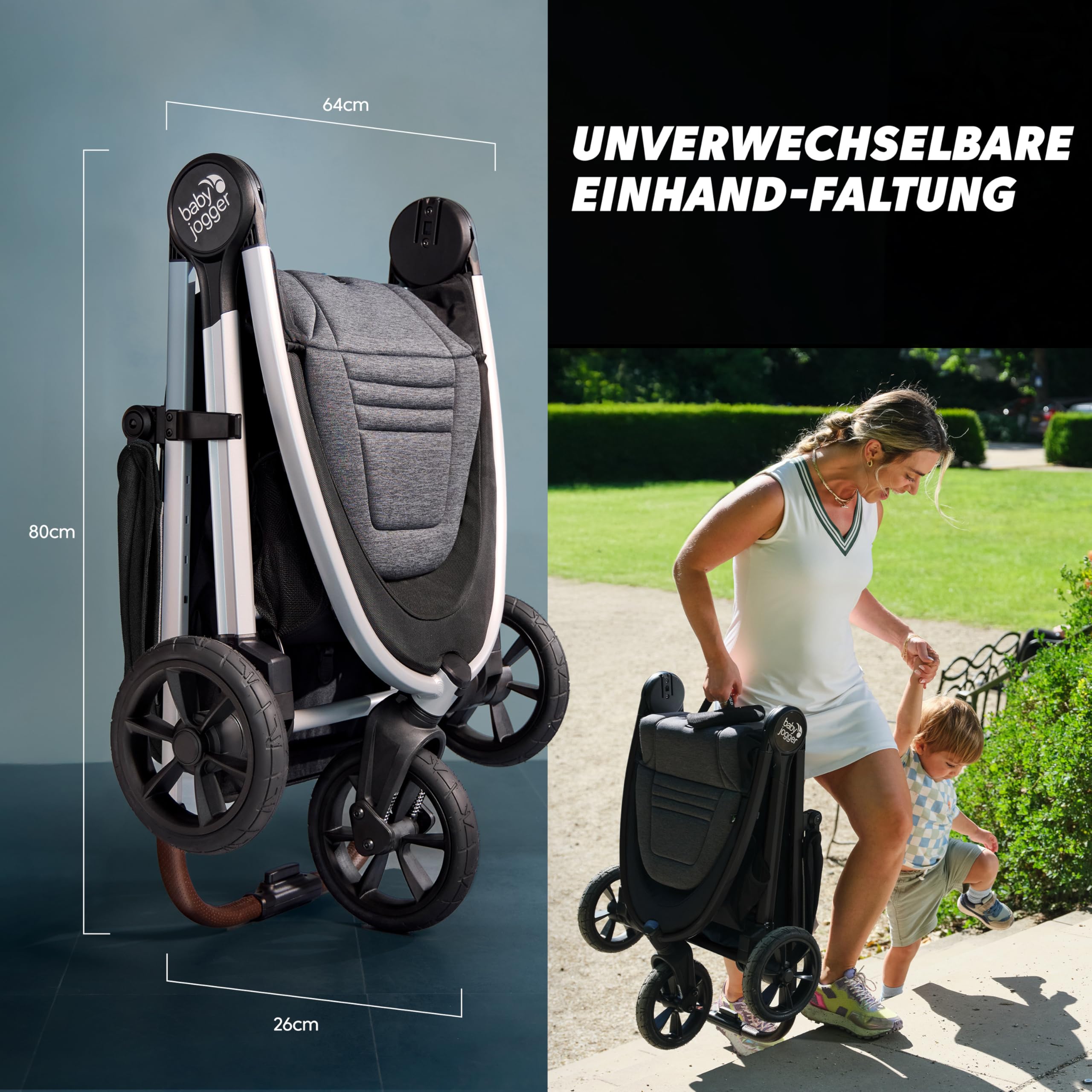 Baby Jogger City Mini GT3 Kinderwagen | Geländetauglicher Buggy | Leichter, faltbarer Reisebuggy | Rich Black (Schwarz)