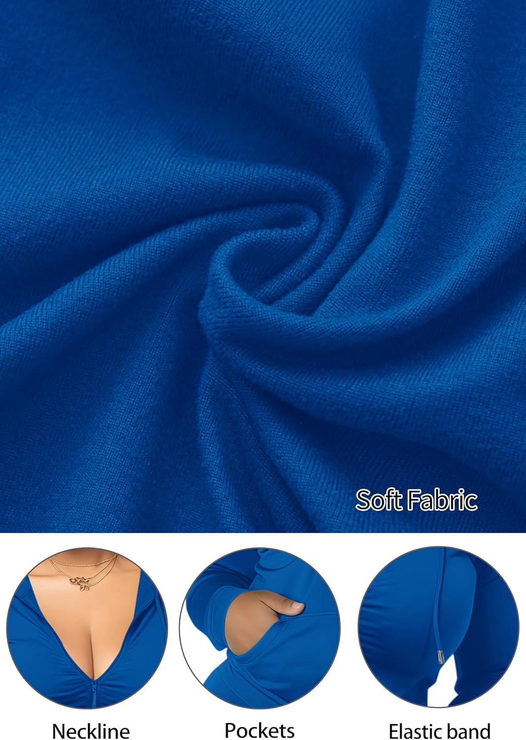 CLOCOR Womens 2 Piece Outfits Sweatsuits - Tracksuit Set Long Sleeve Crop Top & Drawstring Wide Leg Pants with Pockets - Image 6