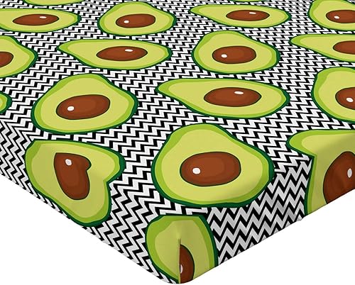 Miniatura 283 de Ambesonne - Sábana bajera ajustable multicolor, en colores y tres tamaños Azul y gris,Verde Militar Sage Green,Ámbar beige,Negro Grey White,Azul