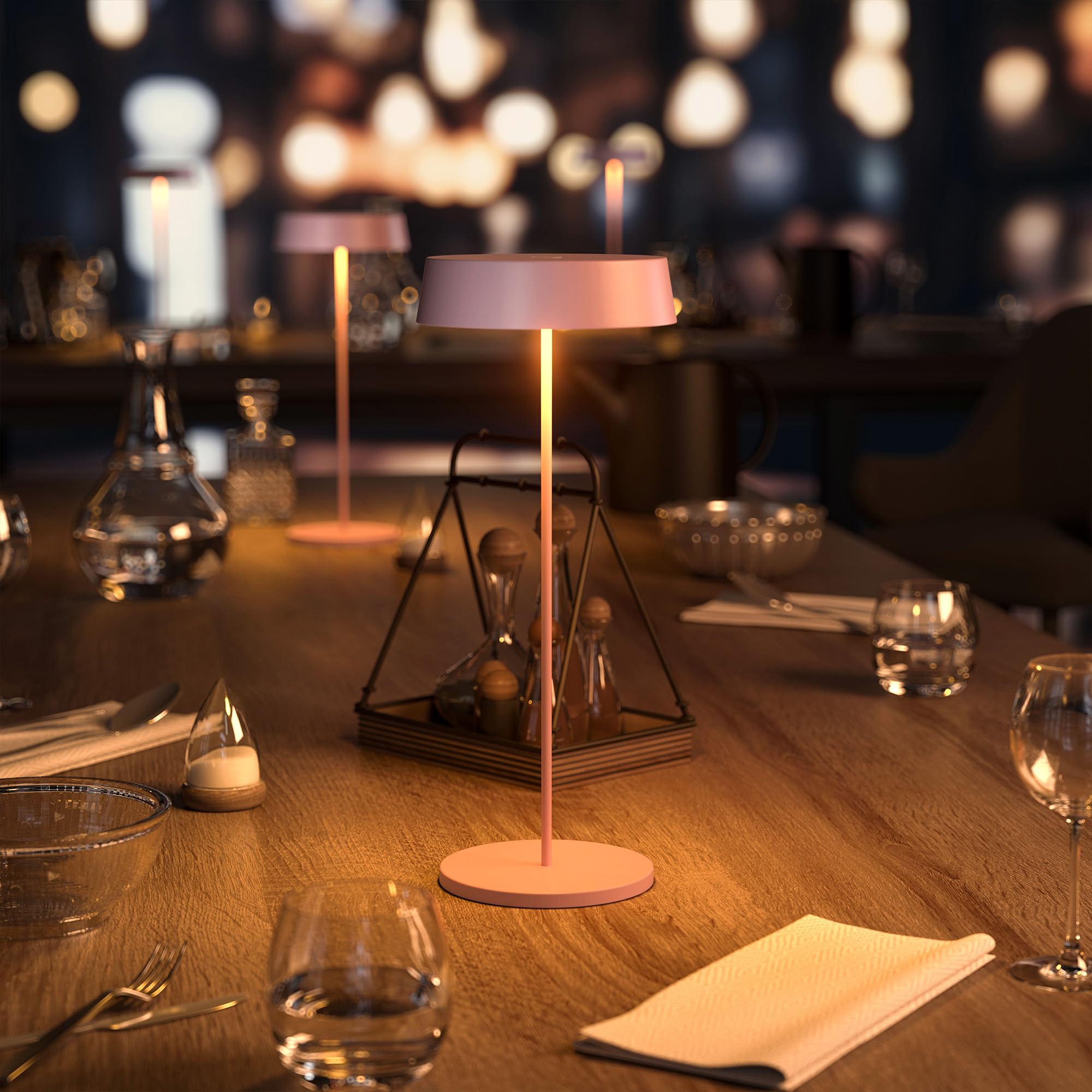Palmina 901,lampade da tavolo senza fili,lampade da tavolo ricaricabili E Dimmerabile In Alluminio,abat jour senza fili 4400mah,Protezione IP54,luce da tavolo esterno/Interno/Rosa