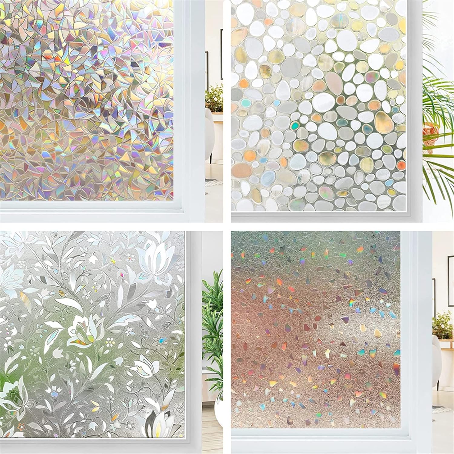 Window Privacy Film Window Film Window Privacy Film Home Decoration Rainbow Window Film Static Sticker Color Glass Film Heat Insulation Window Sticker Blackout Window Film Window Films(Color:A,Size:45