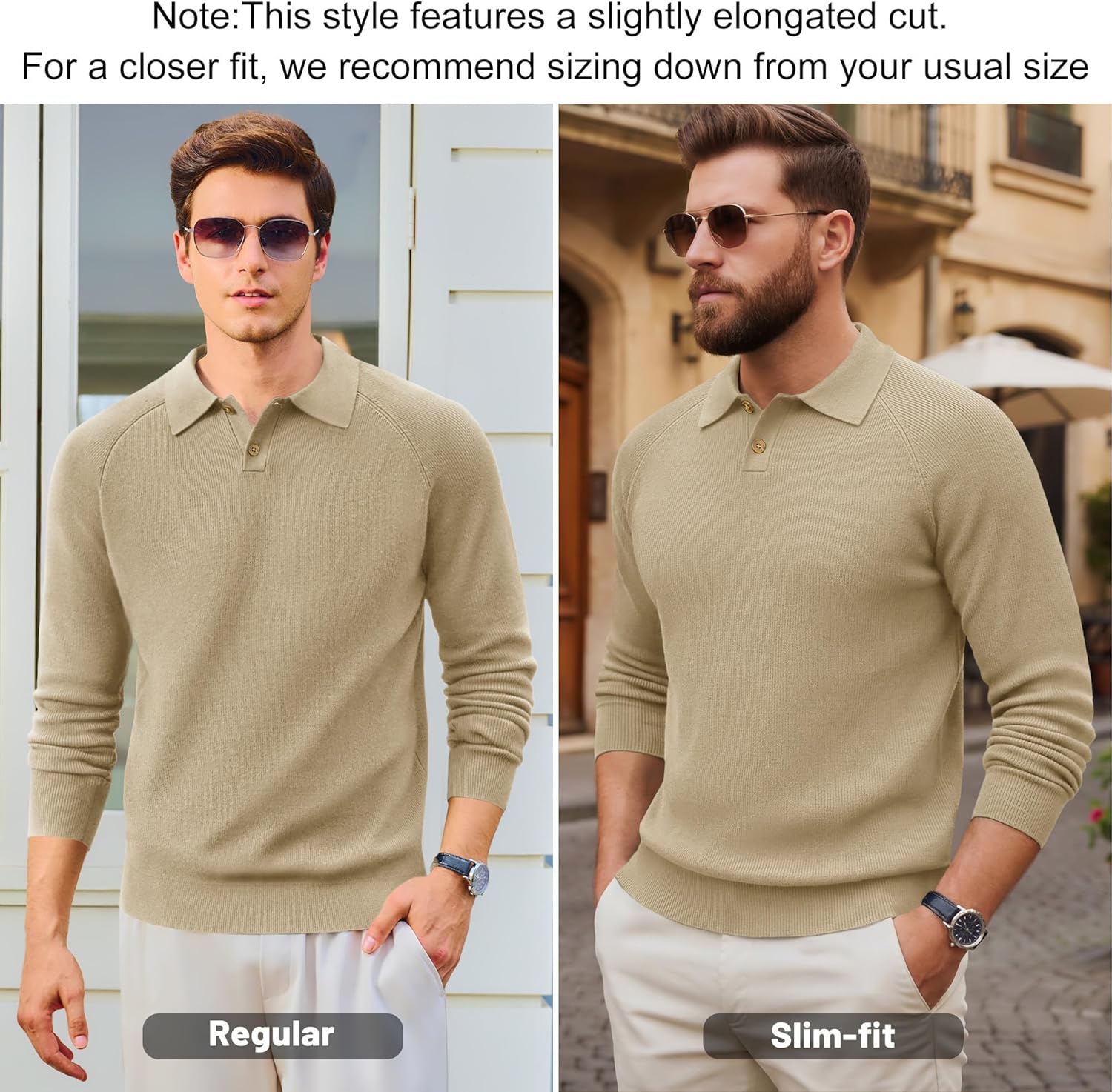 MAGNIVIT Mens Long Sleeve Knit Polo Shirts Casual Raglan Sleeve Sweater 2-Button Down Anti-Pilling Golf Shirts - Image 4