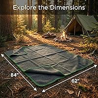 Vista 3 de Manta de Lana para Acampada – 70% Lana Resistente de Servicio Pesado Estilo Militar, Cálida y Lavable, Manta Ignífuga para Emergencias