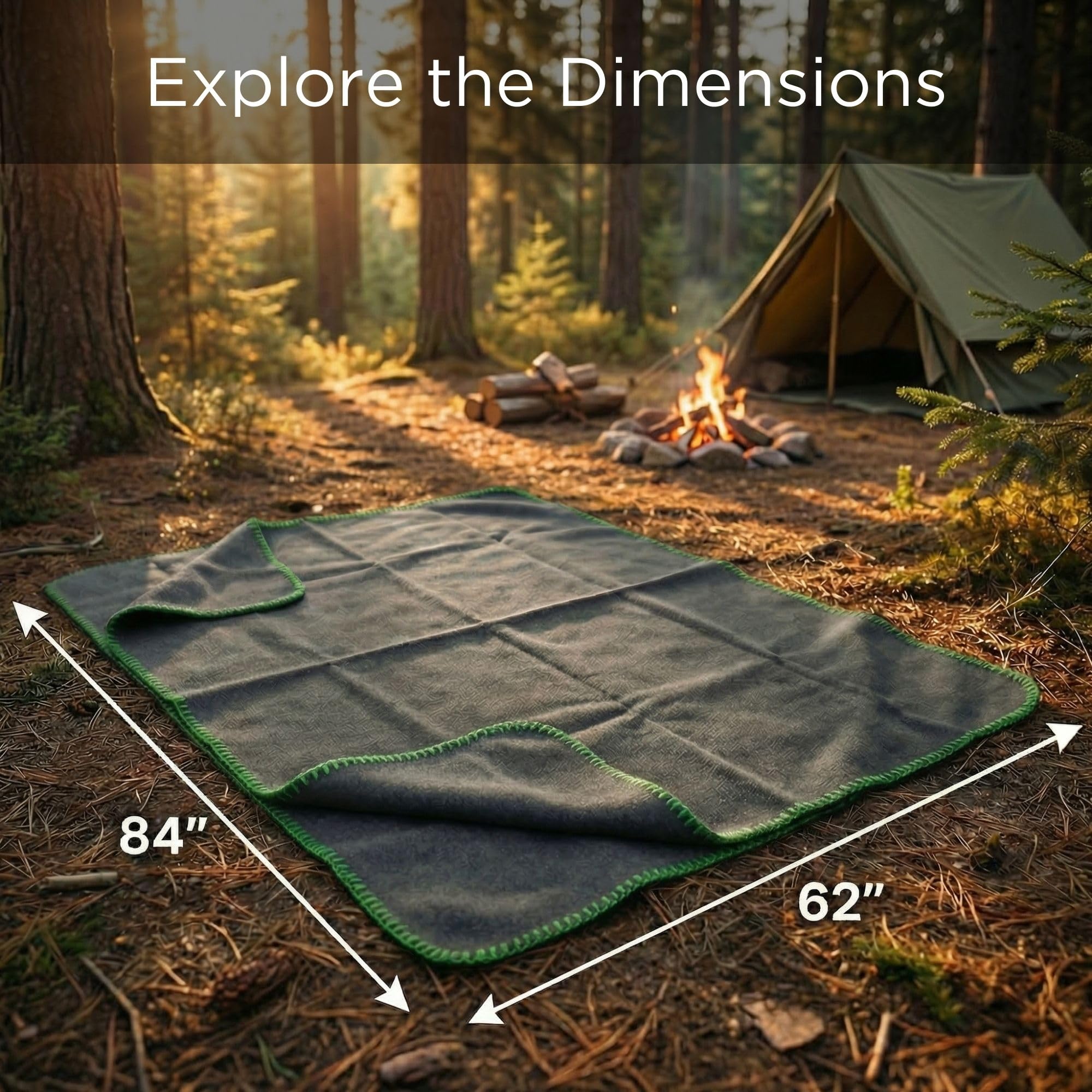 Couverture Laine 150x225 Cm – Gris Acier – Camping Survival Bushcraft – Neuve