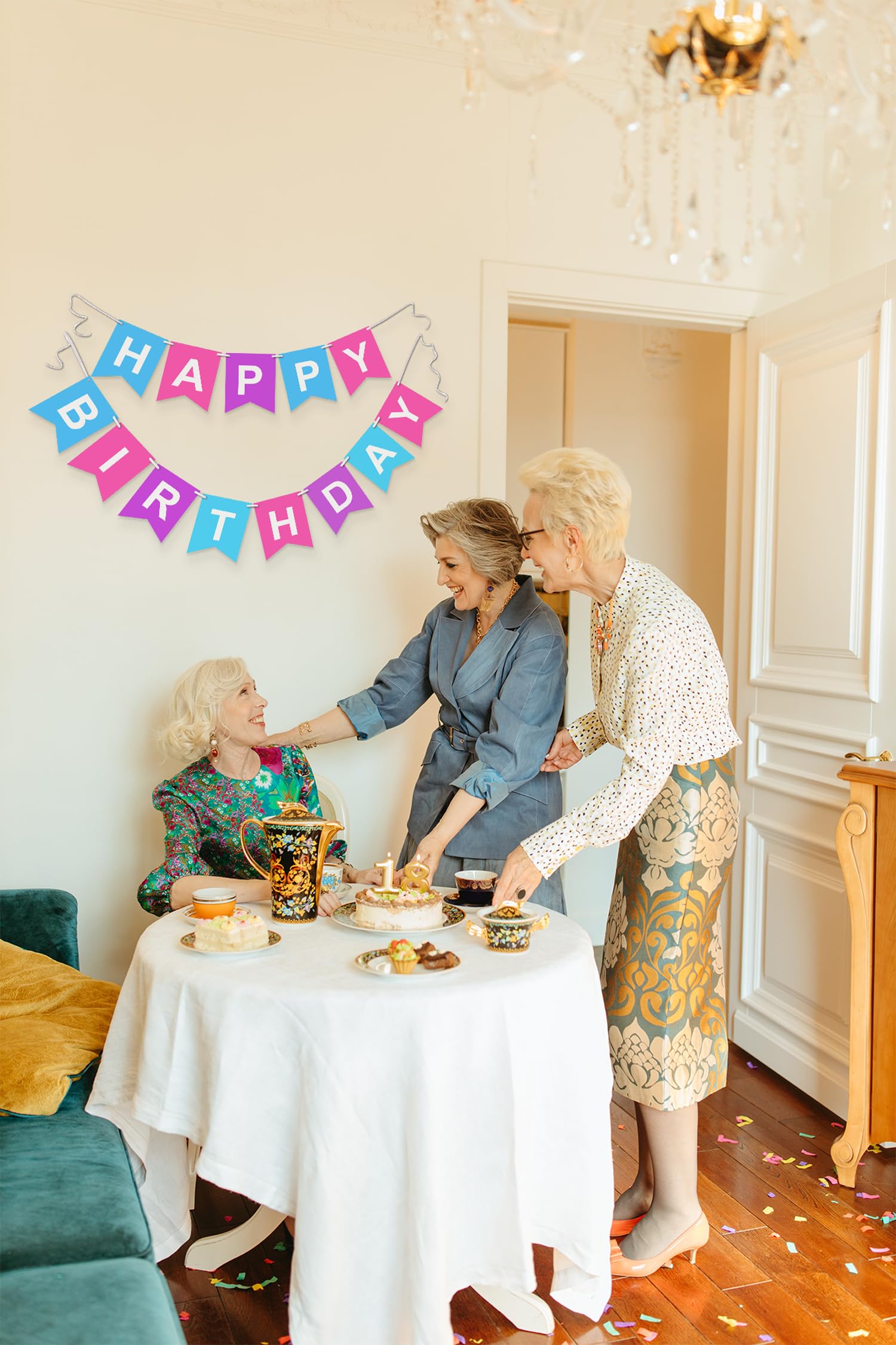 Happy Birthday Banner – 2,4 M Lange Wimpelkette, 13 Flaggen, Aus Papier | Für Jede Geburtstagsparty, Indoor & Outdoor