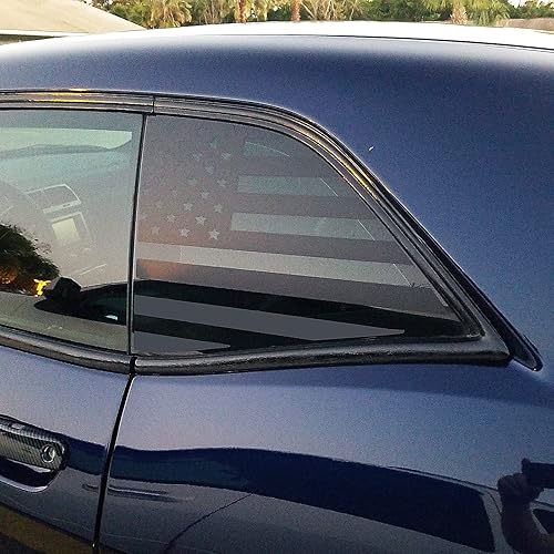 Miniatura 3 de Xinghe Calcomanías de bandera estadounidense para ventana trasera lateral, color negro mate para camioneta