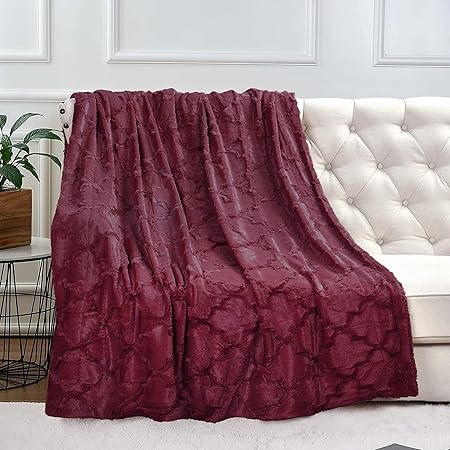 BOON Brushed Faux Fur Ashley Throw with Sherpa and Borrego Backing, 50