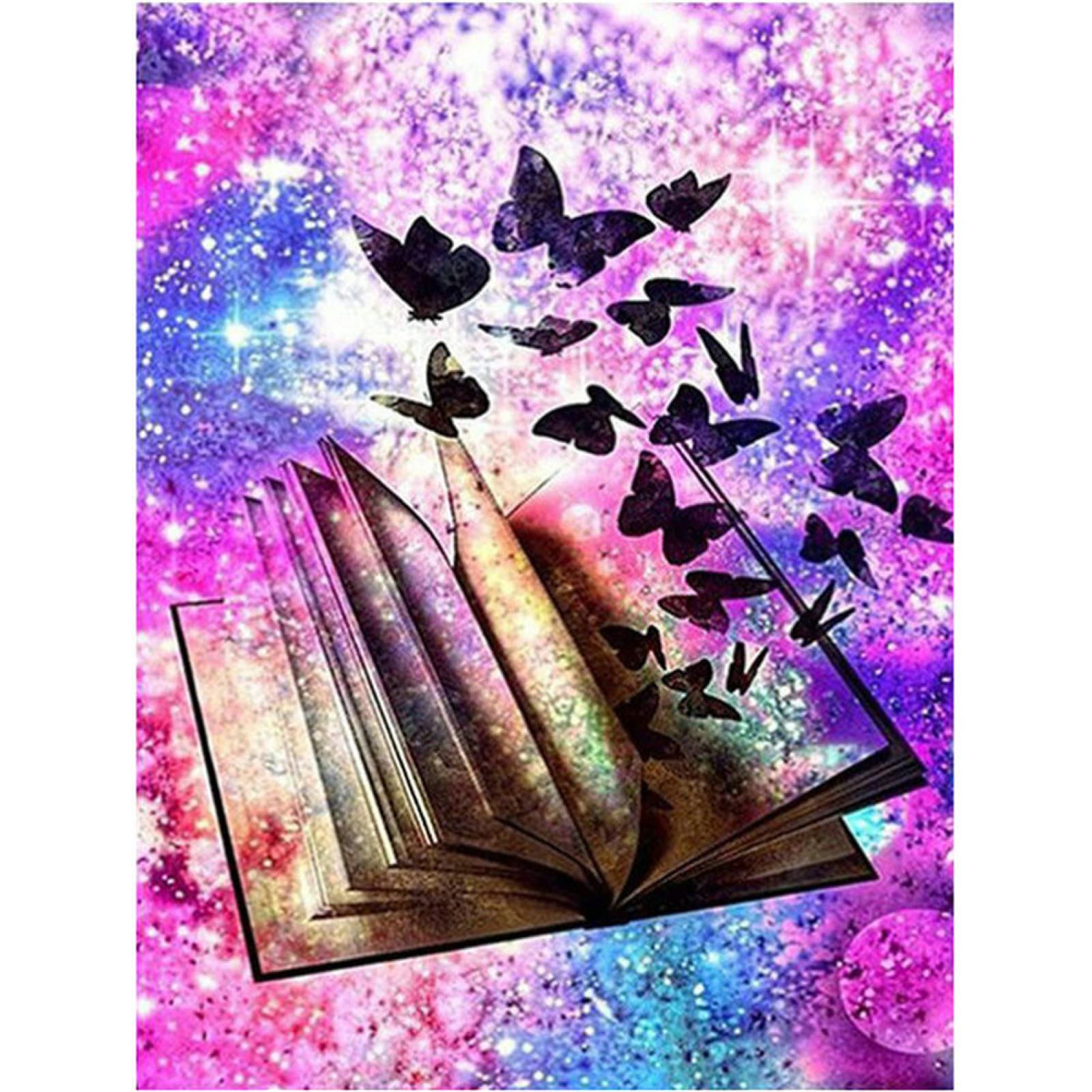 Kit Peinture Diamant 5D Papillons 30x40cm - Art DIY Adulte Débutant, Décoration Murale Vintage Avec Diamants Extra