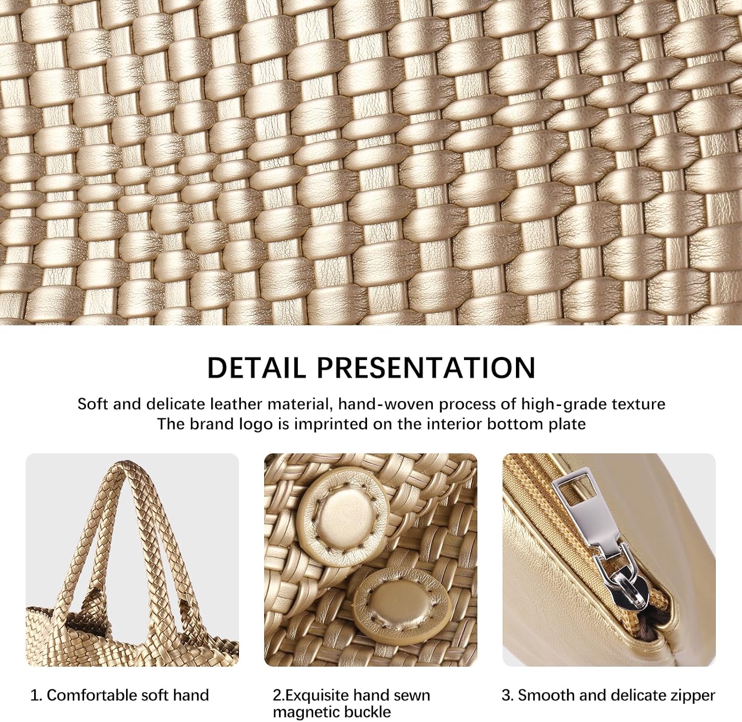 Large Woven Vegan Leather Tote Bag, with Clutch image 5