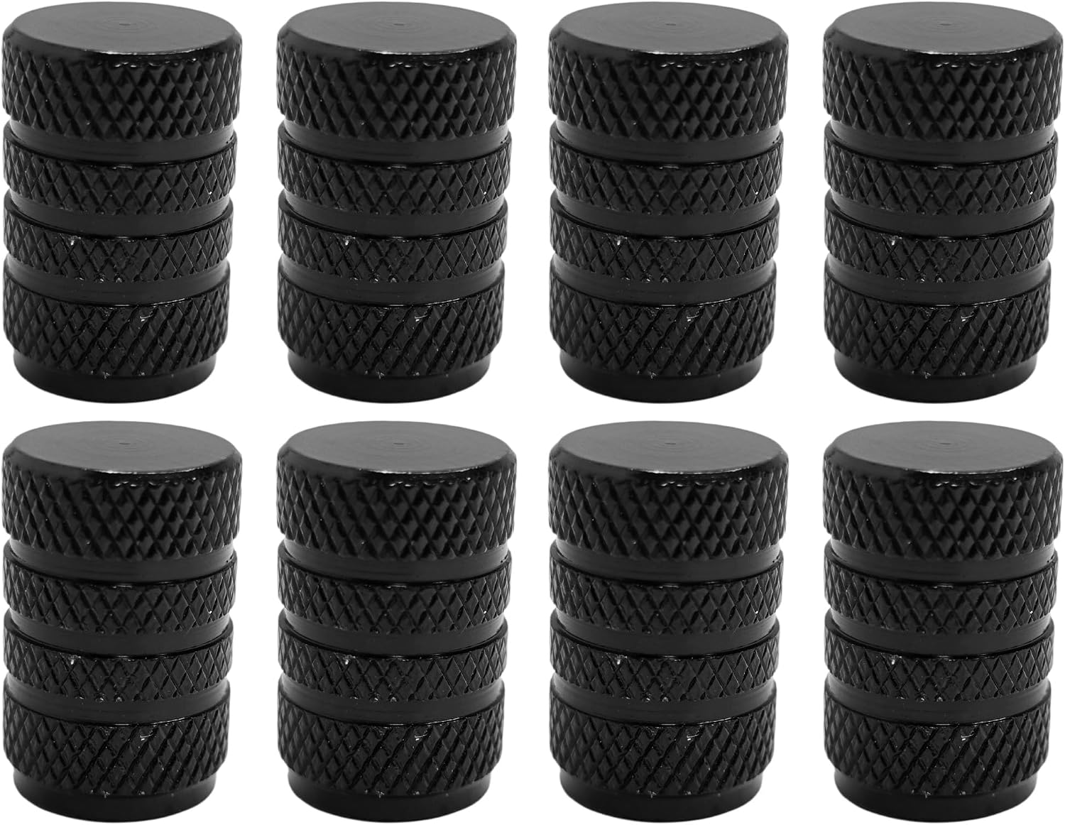 cyclingcolors 8 x Valve Caps Aluminium Metal for Schrader Valve Tyres Bicycle Motorcycle Car Quad E-Scooter, Black