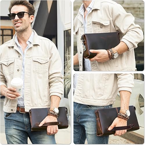 Vista 65 de Funda de piel de grano superior para hombre y mujer, múltiples bolsillos/ranuras, RFID de gran capacidad para tarjetas, cheques, dinero, pasaporte