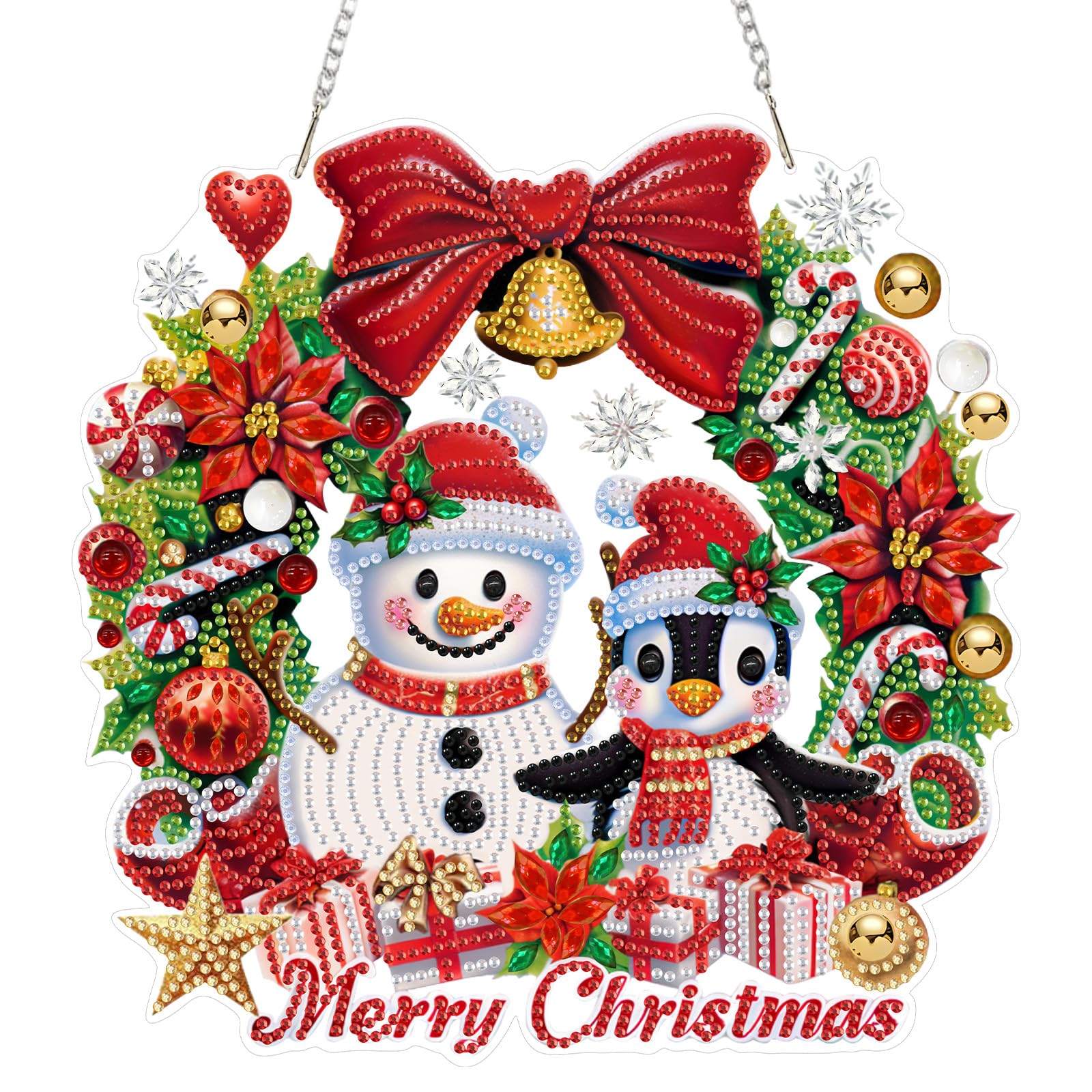 Couronne de Noël en acrylique bonhomme de neige déco de jardin